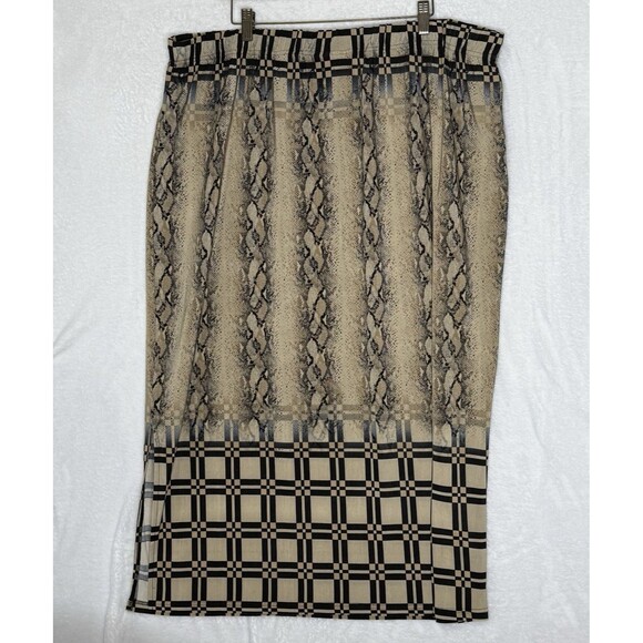Mlle Gabrielle Tan Black Print Travel Knit Skirt Women's Size 3x Business Casual - Picture 2 of 15